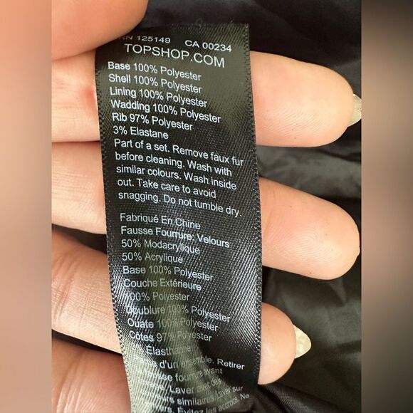 Topshop Nordstrom Removable Faux Fur Hoodie Puffer Zip Up Drawstring Jacket 4 - Picture 11 of 11